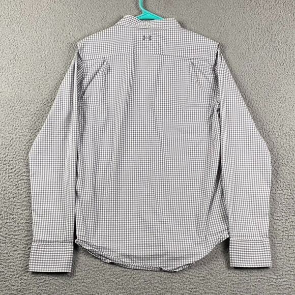 Under Armour Gray Gingham Check Long Sleeve Button Shirt Women’s Medium - Picture 8 of 9